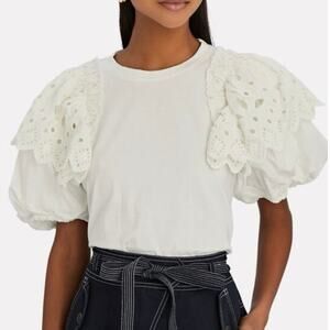 Sea New York Hazel Cream Eyelet Puff Sleeve Top